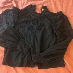 Farm Rio Black Lace and cotton Women's Top